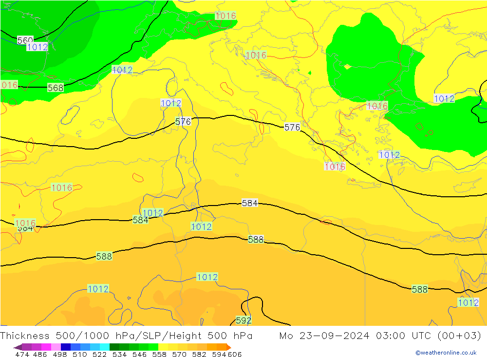 Thck 500-1000hPa GFS  23.09.2024 03 UTC