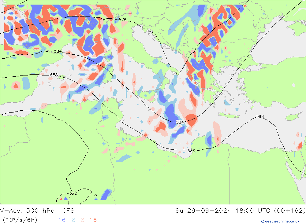 V-Adv. 500 hPa GFS  29.09.2024 18 UTC