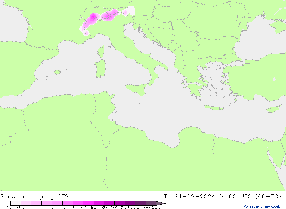 Toplam Kar GFS Sa 24.09.2024 06 UTC