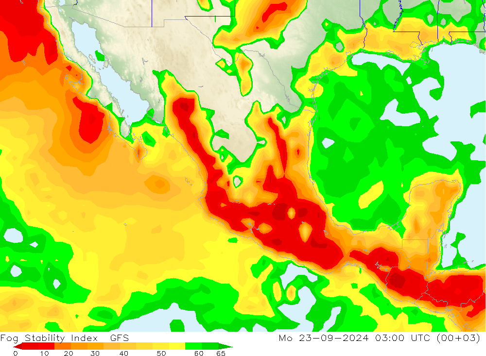 Fog Stability Index GFS lun 23.09.2024 03 UTC