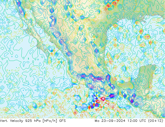 Vert. Velocity 925 hPa GFS Po 23.09.2024 12 UTC