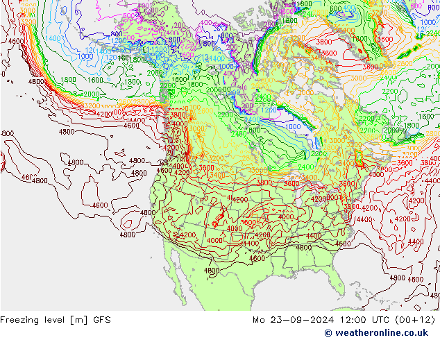 Freezing level GFS  23.09.2024 12 UTC