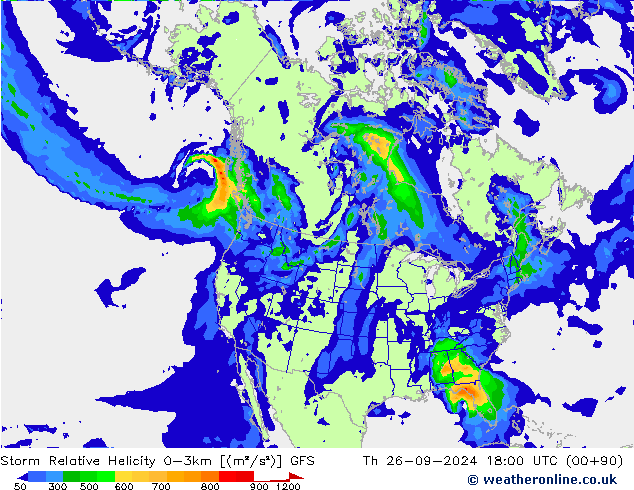 Storm Relative Helicity GFS Th 26.09.2024 18 UTC