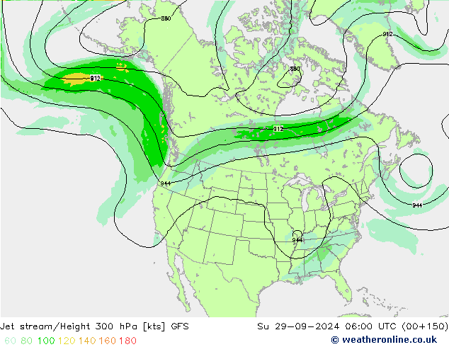 Jet stream/Height 300 hPa GFS Su 29.09.2024 06 UTC