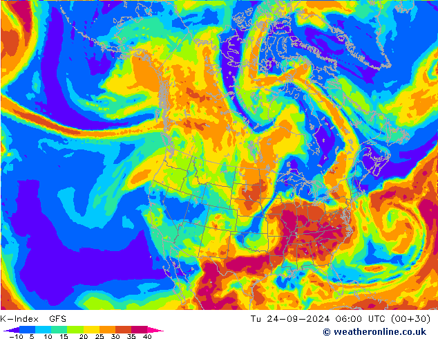 K-Index GFS wrzesień 2024