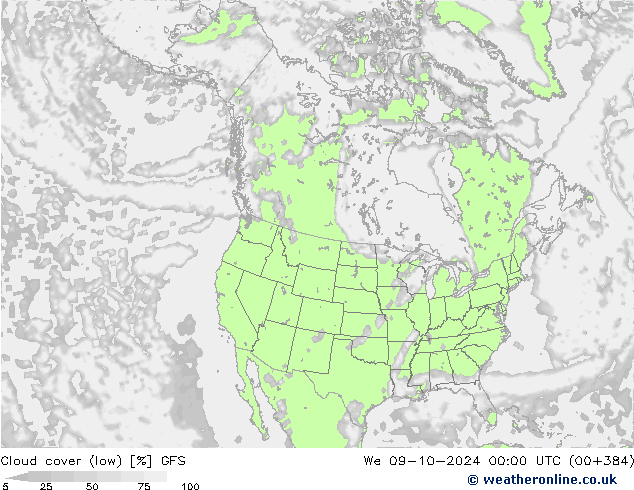 Wolken (tief) GFS Mi 09.10.2024 00 UTC