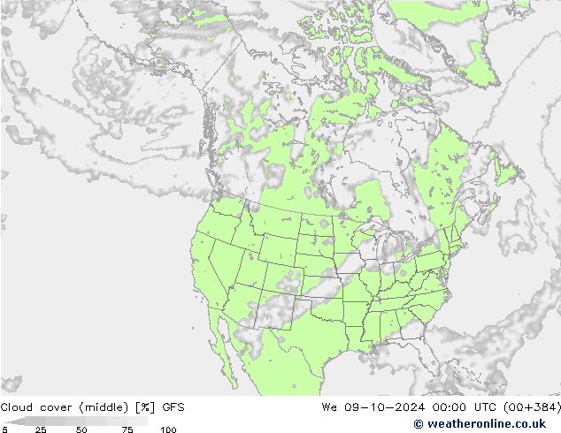 Cloud cover (middle) GFS October 2024