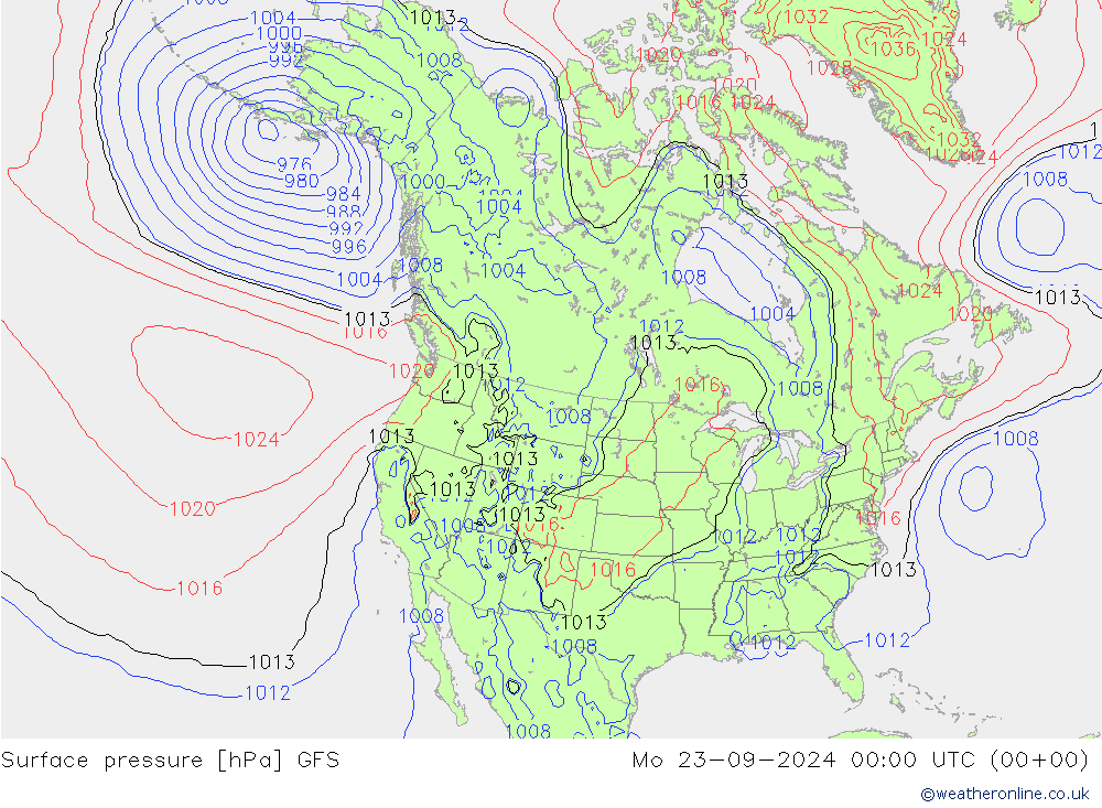 Luchtdruk (Grond) GFS ma 23.09.2024 00 UTC