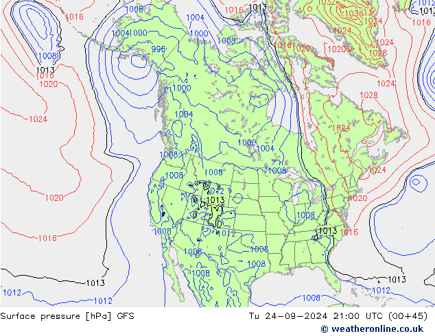 Pressione al suolo GFS mar 24.09.2024 21 UTC