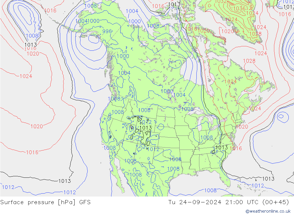 Pressione al suolo GFS mar 24.09.2024 21 UTC