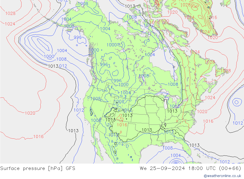 Yer basıncı GFS Çar 25.09.2024 18 UTC