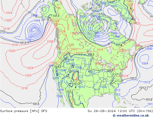 pressão do solo GFS Dom 29.09.2024 12 UTC