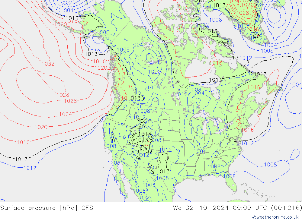 Yer basıncı GFS Çar 02.10.2024 00 UTC