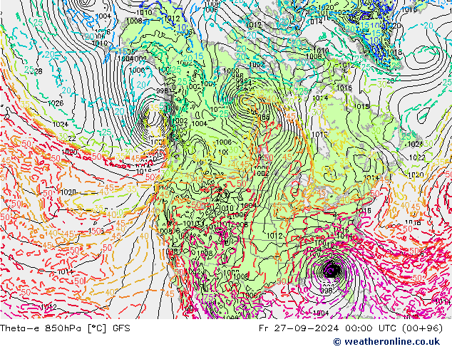 Theta-e 850hPa GFS wrzesień 2024