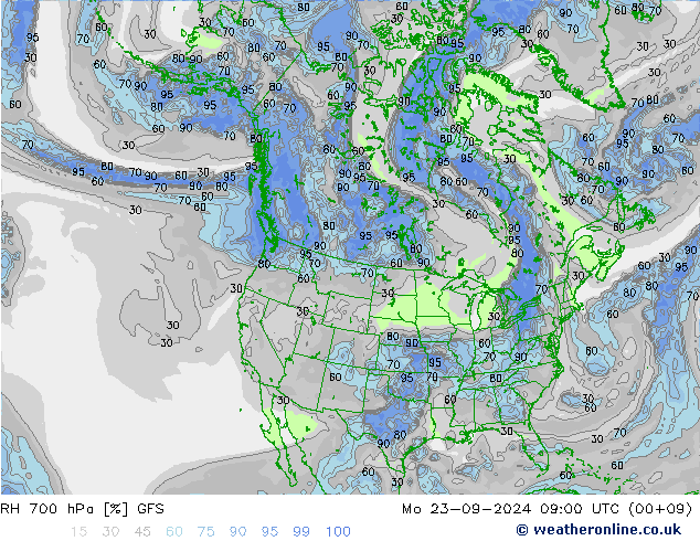 RH 700 hPa GFS  23.09.2024 09 UTC