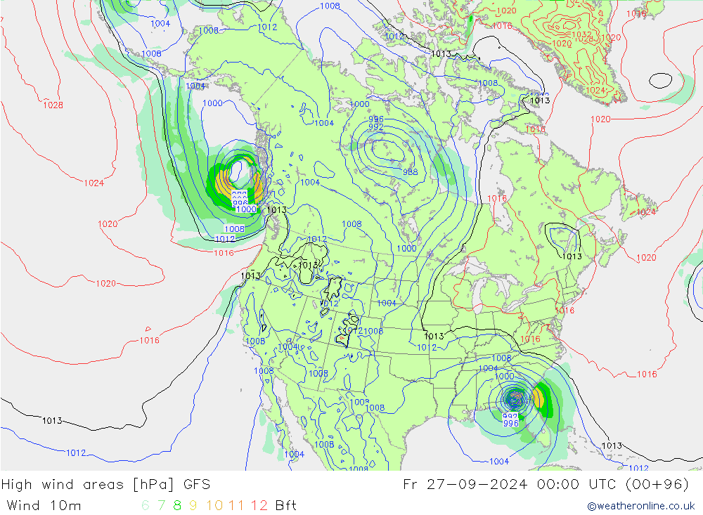 yüksek rüzgarlı alanlar GFS Cu 27.09.2024 00 UTC