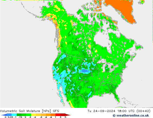 Volumetric Soil Moisture GFS Tu 24.09.2024 18 UTC