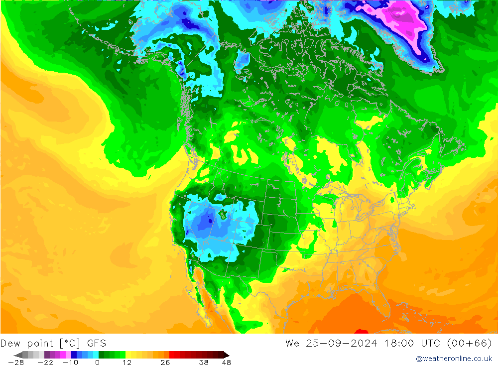 punkt rosy GFS śro. 25.09.2024 18 UTC