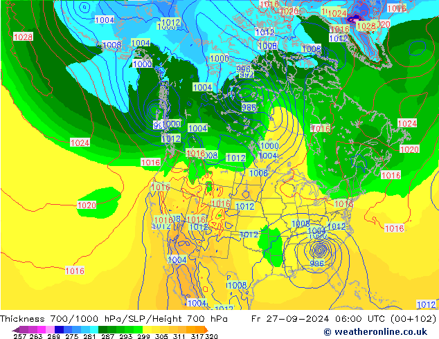 Thck 700-1000 hPa GFS Pá 27.09.2024 06 UTC