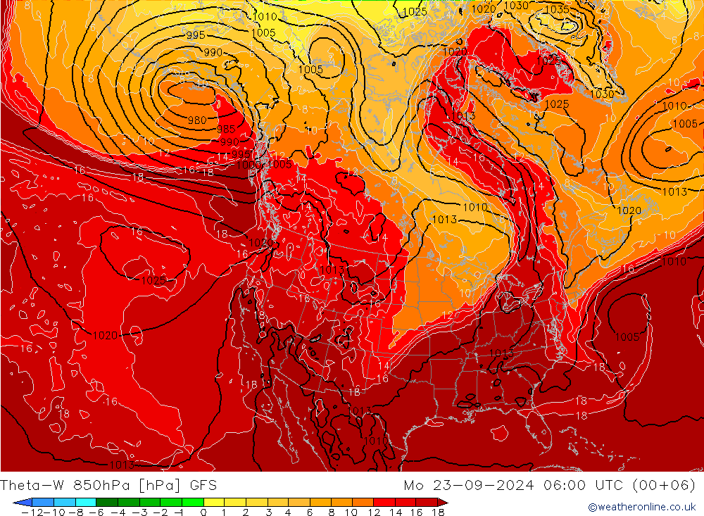 Theta-W 850hPa GFS Pzt 23.09.2024 06 UTC