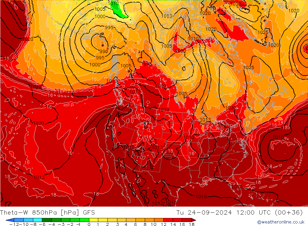 Theta-W 850hPa GFS Tu 24.09.2024 12 UTC