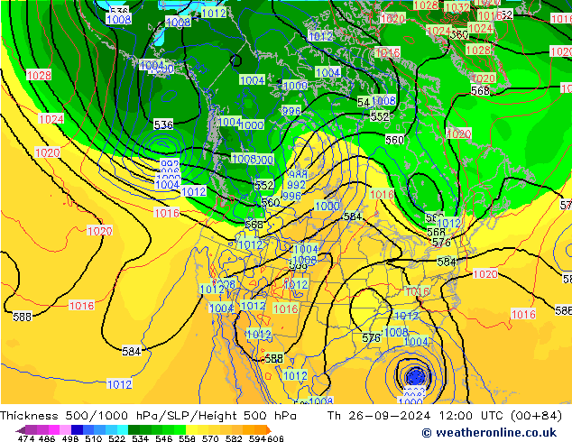 Thck 500-1000hPa GFS jeu 26.09.2024 12 UTC