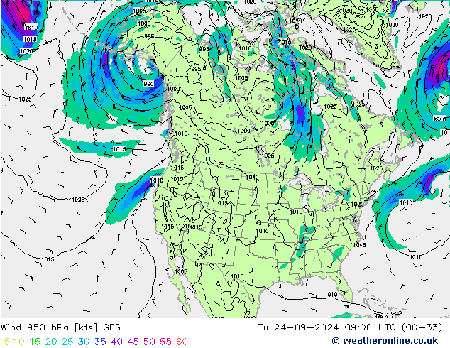  950 hPa GFS  24.09.2024 09 UTC