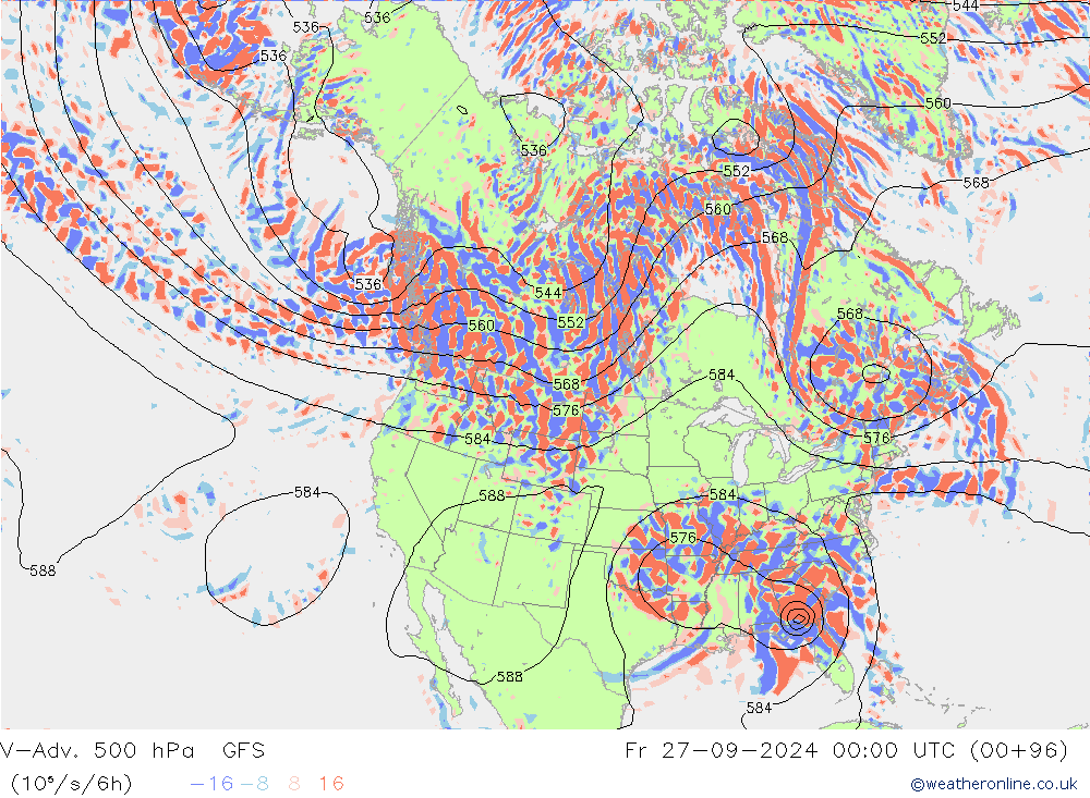 V-Adv. 500 hPa GFS Pá 27.09.2024 00 UTC