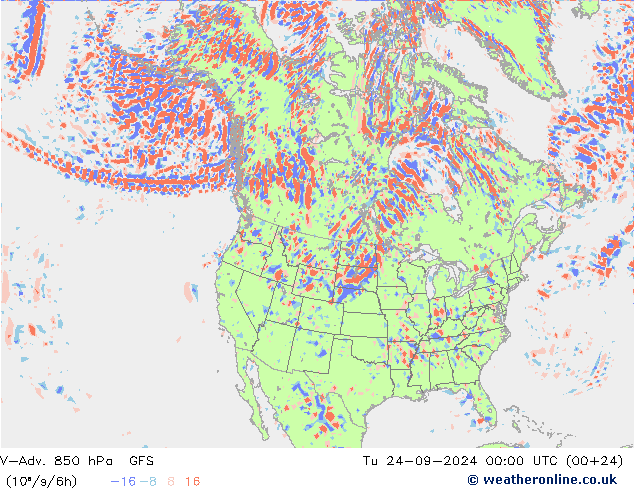 V-Adv. 850 hPa GFS Út 24.09.2024 00 UTC