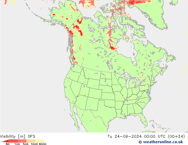 Visibility GFS Tu 24.09.2024 00 UTC