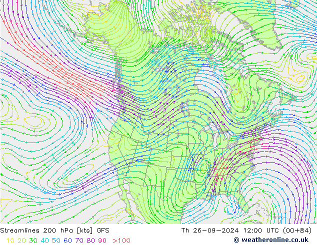 Streamlines 200 hPa GFS Th 26.09.2024 12 UTC