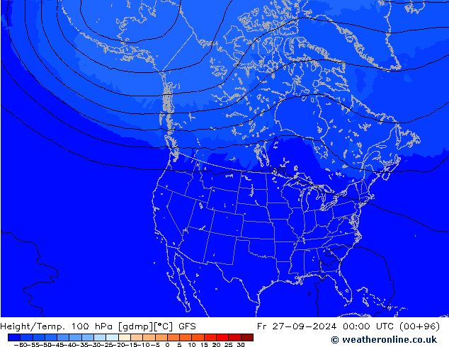 Height/Temp. 100 hPa GFS Fr 27.09.2024 00 UTC