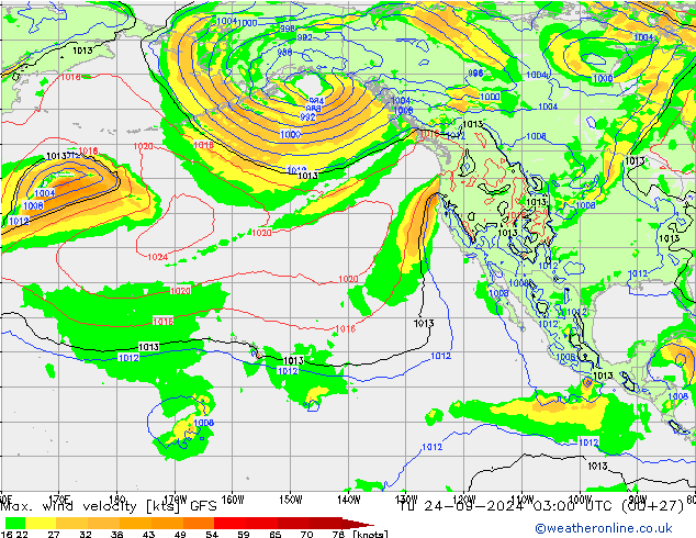 Max. wind velocity GFS Tu 24.09.2024 03 UTC