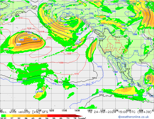 Max. wind velocity GFS Tu 24.09.2024 15 UTC