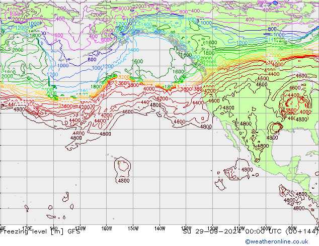 Freezing level GFS dom 29.09.2024 00 UTC