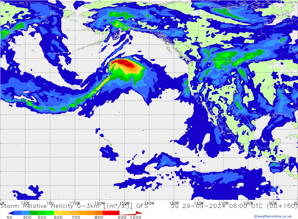 Storm Relative Helicity GFS dim 29.09.2024 06 UTC