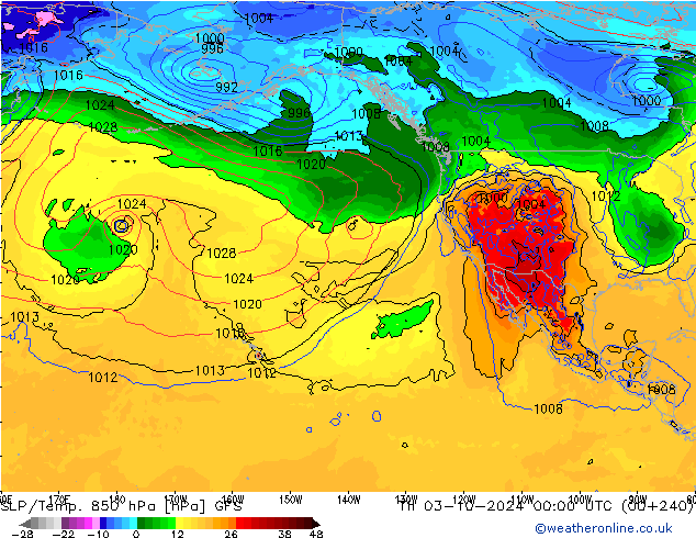 SLP/Temp. 850 hPa GFS do 03.10.2024 00 UTC