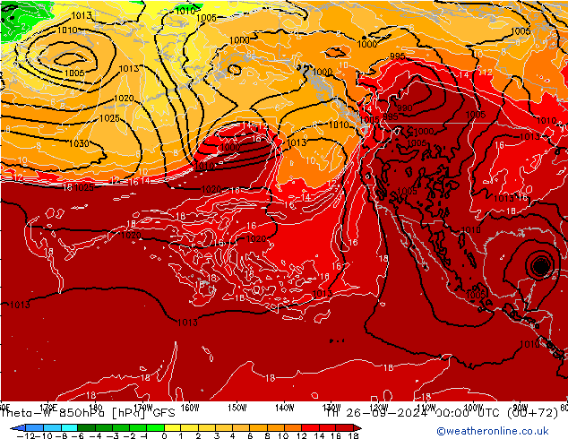 Theta-W 850hPa GFS Th 26.09.2024 00 UTC