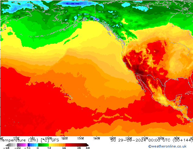 Temperatura (2m) GFS dom 29.09.2024 00 UTC