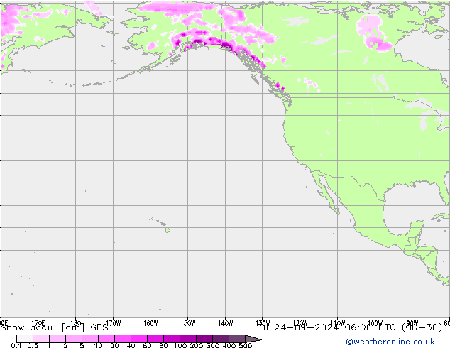 Snow accu. GFS Tu 24.09.2024 06 UTC