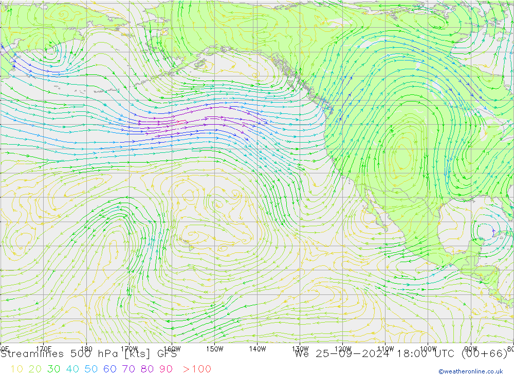 Streamlines 500 hPa GFS St 25.09.2024 18 UTC