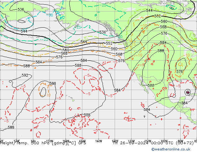 Z500/Rain (+SLP)/Z850 GFS Th 26.09.2024 00 UTC