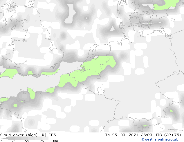 облака (средний) GFS чт 26.09.2024 03 UTC