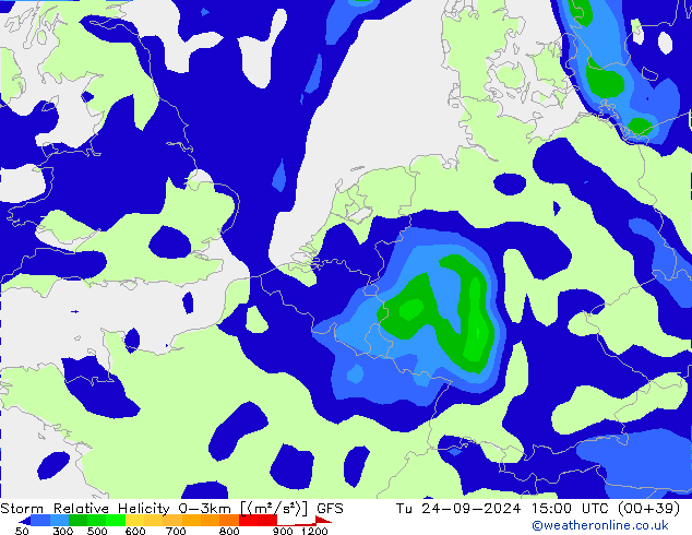 Storm Relative Helicity GFS mar 24.09.2024 15 UTC