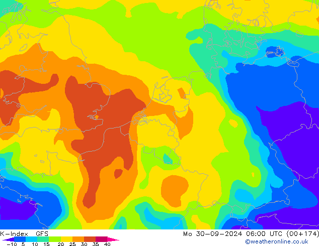 K-Index GFS lun 30.09.2024 06 UTC