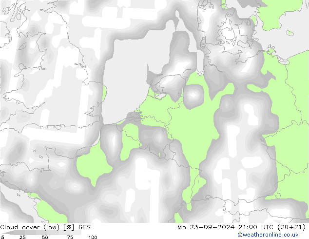 Nubi basse GFS lun 23.09.2024 21 UTC