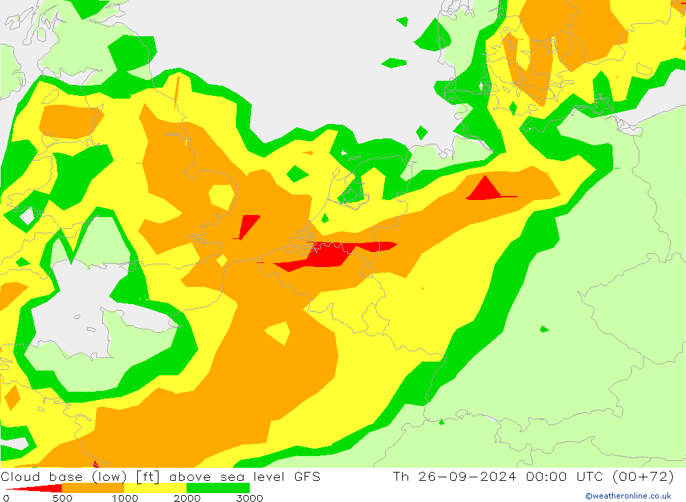 Cloud base (low) GFS Th 26.09.2024 00 UTC