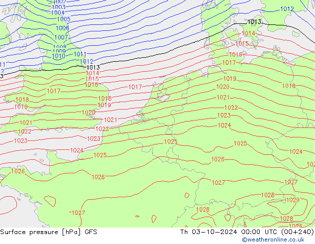 pressão do solo GFS Qui 03.10.2024 00 UTC