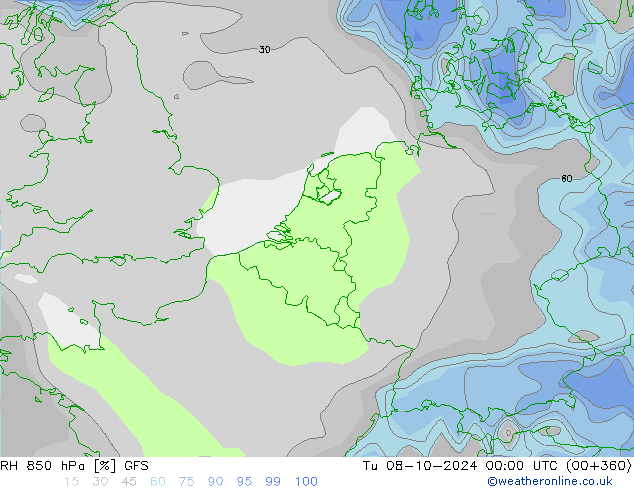 RH 850 hPa GFS mar 08.10.2024 00 UTC