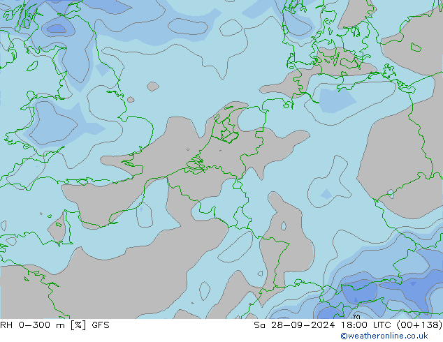 RH 0-300 m GFS Sa 28.09.2024 18 UTC